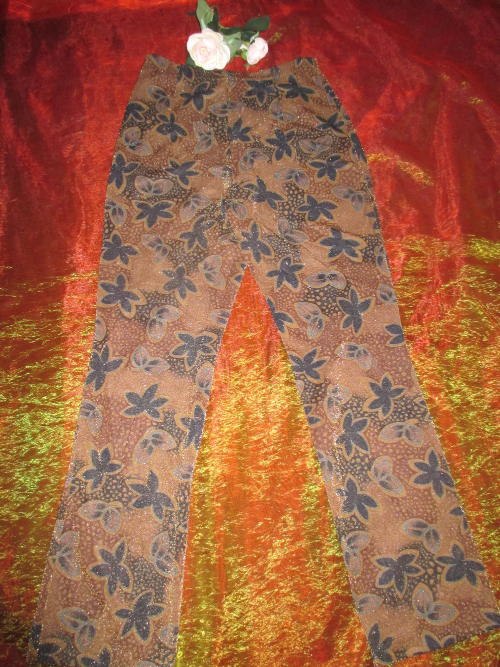 NEU * Abend * Ausgeh * Lurex Gold * Glitzer * Marlene- Style * Strech * Hose 