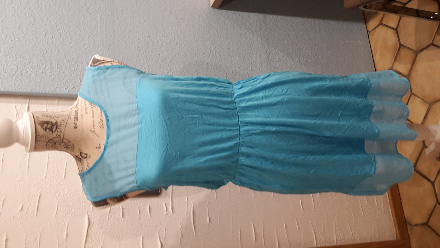 hellblau türkis sommer kleid transparent gr.38 luftig