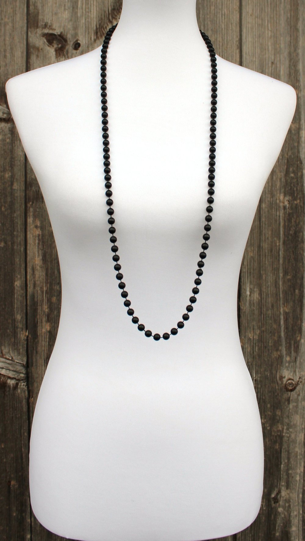 lange schwarze Perlenkette aus Plastik, Modeschmuck