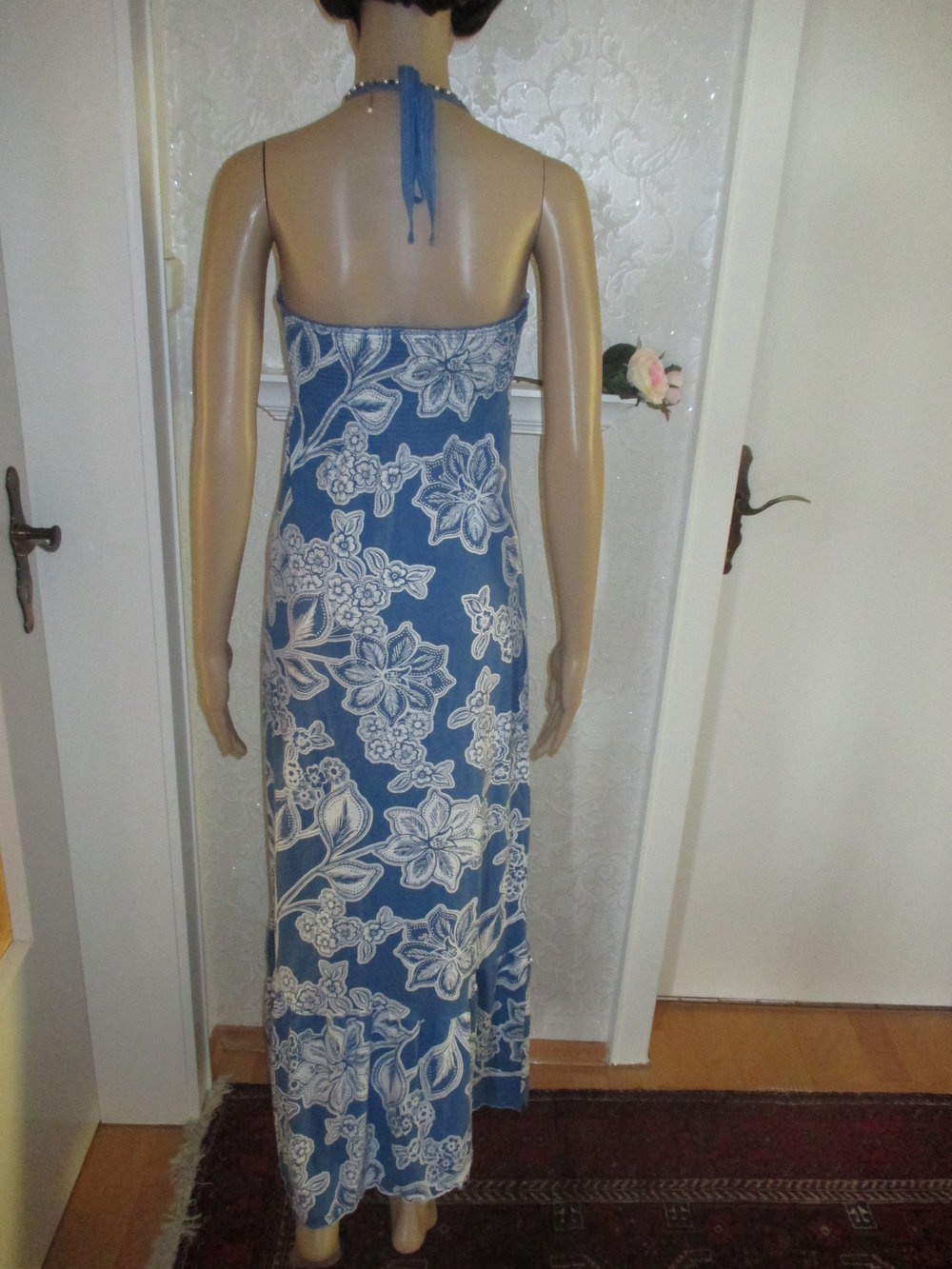 NEUw * Karibik * Blüten * Flower- Power * Coachella * Festival * Hippie- Style  * Neckholder * Long * Maxi * Strech * Bodycon * Kleid 