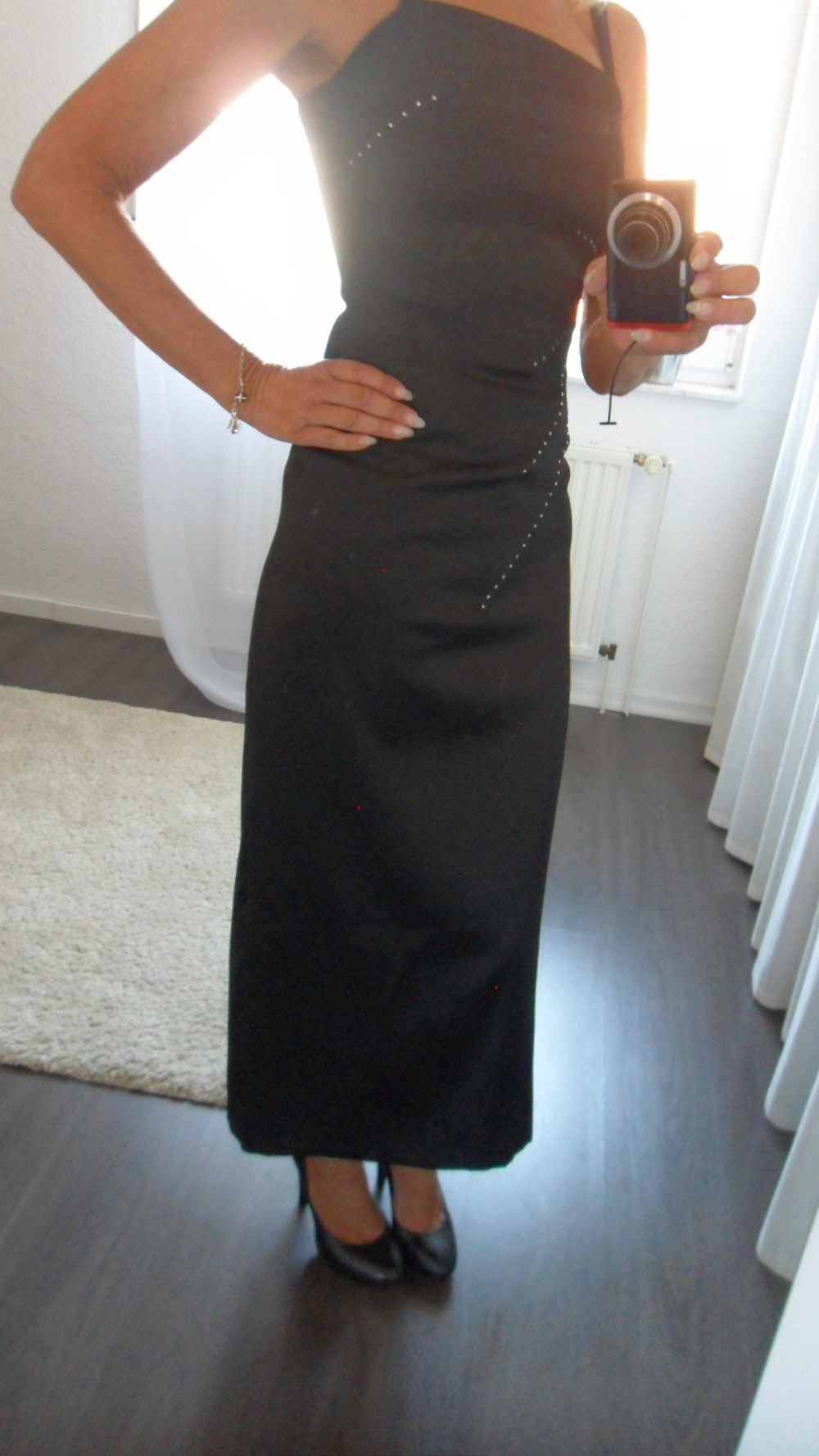 Hallhuber - Abendkleid -schwarz mit Glitzersteinen - 34 - Wie neu - 