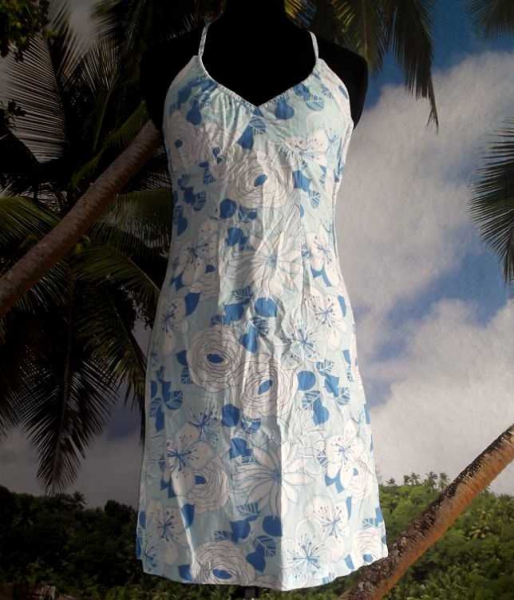H&M Neckholder-Kleid * Gr. 36 * blau / türkis / weiß geblümt * Sommerkleid