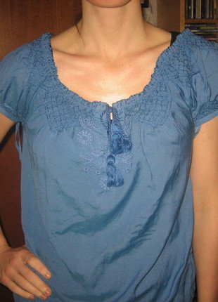 blaue Spitzenbluse von Promod *Mengenrabatt*