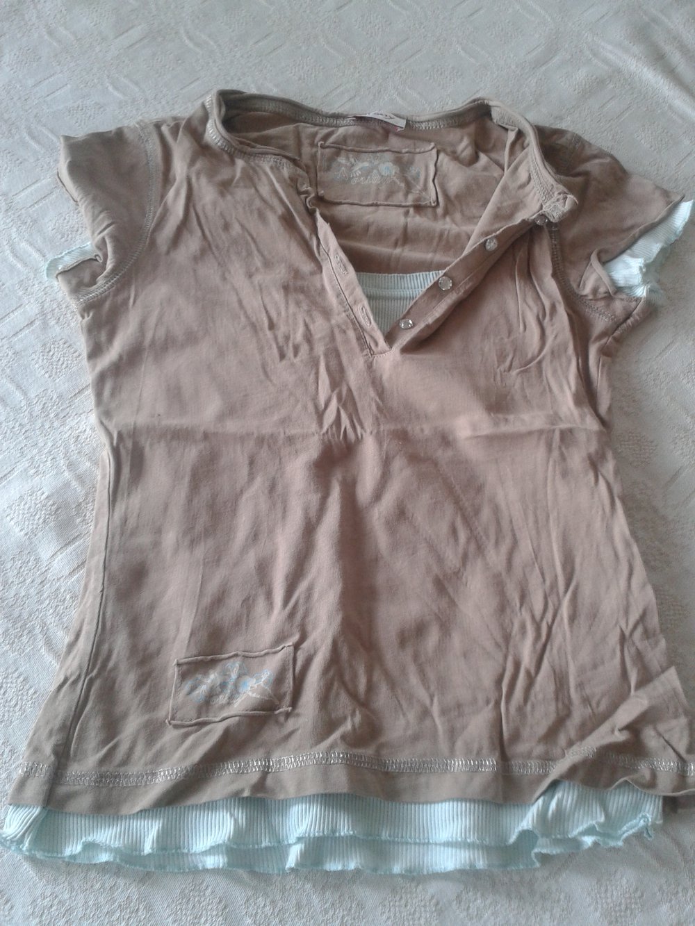 T-Shirt braun türkis süß