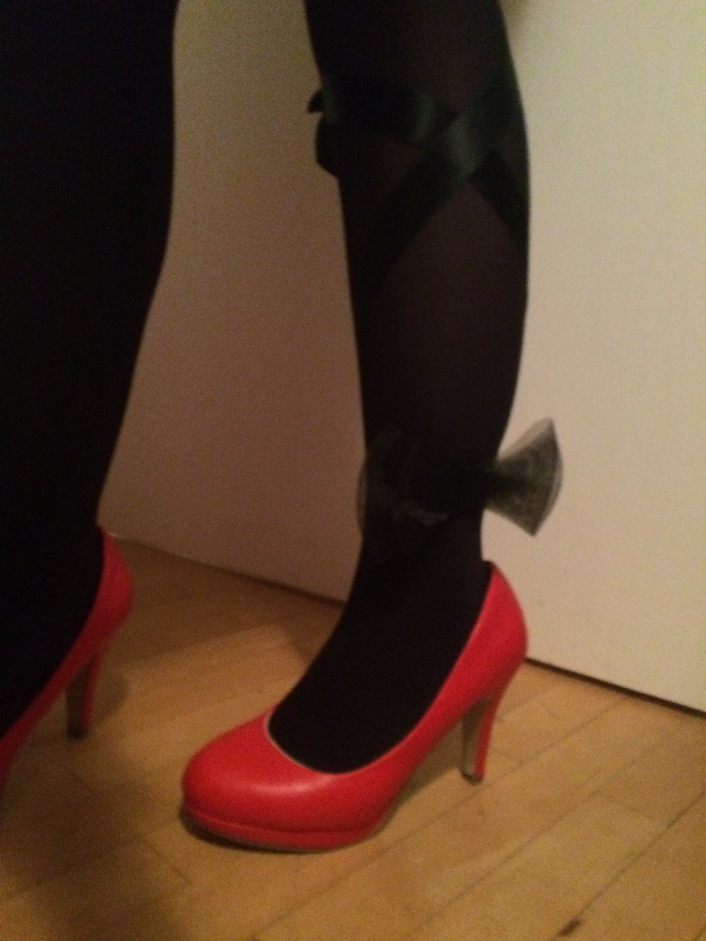 Gaiters schwarz Schleife groß