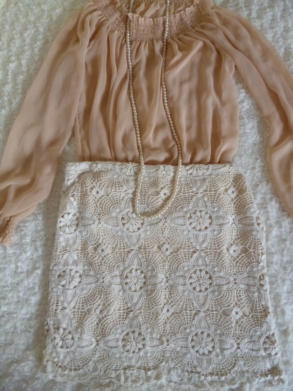 Gehäkelter Spitzenrock creme 40 von Forever21 Romance