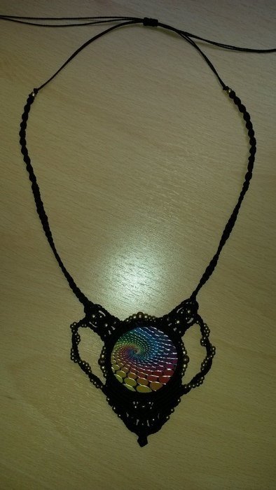 Makramee Kette Rainbow / Regebogen Spiral Handgemacht
