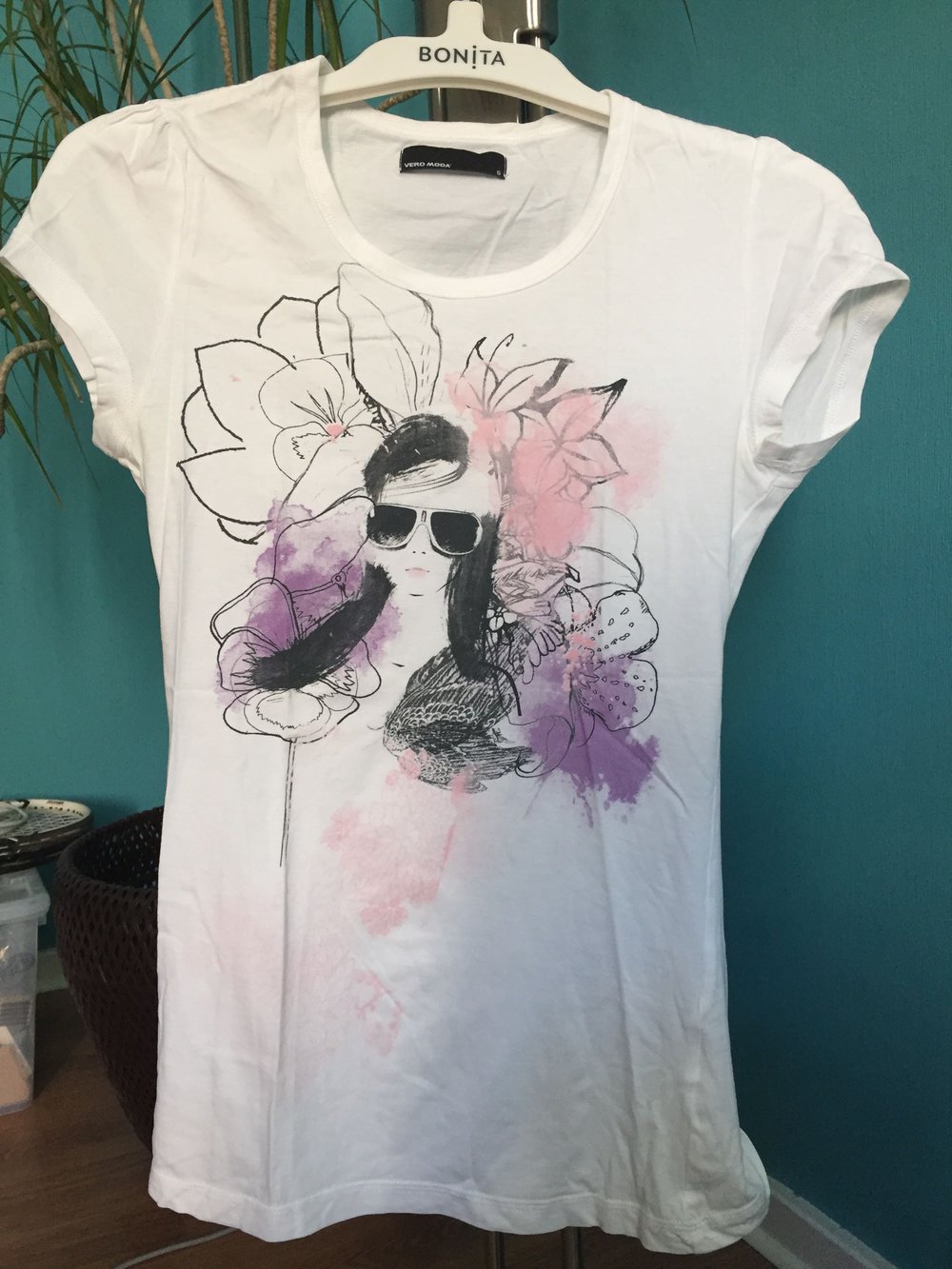 Weißes Shirt mit Print von Vero Moda, Größe S