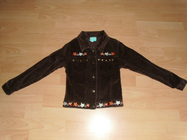 Feincordjacke von Infinity, braun mit Motiv, Gr. 122/128