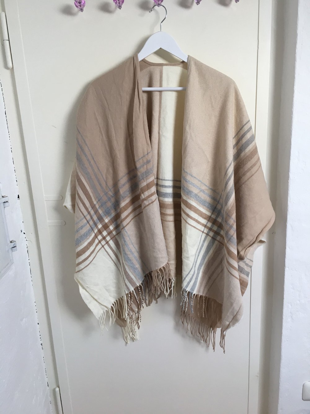 Poncho TK MAXX Karo beige Creme Cappuccino grau Größe Uni