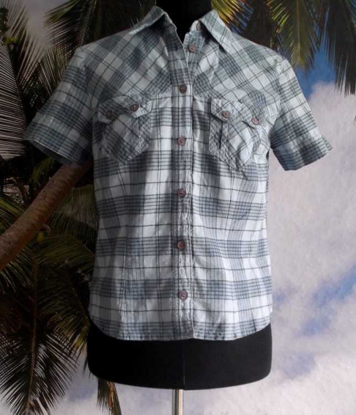 H&M Bluse / Hemd * Gr. S (36-38) * blau kariert * kurzärmelig