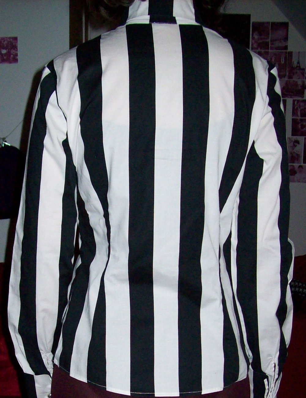 schwarz - weiß gestreifte Bluse Streifen Kragen H&M 36 38 S Blogger Beetlejuice Retro