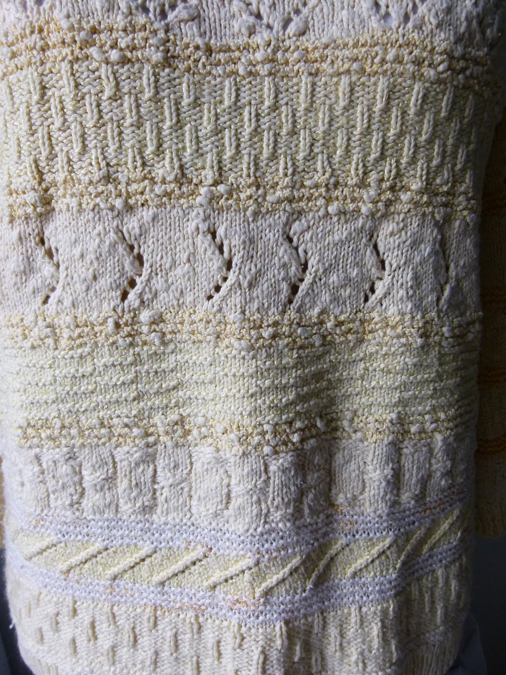 Strickpulli Pullover, Handarbeit, verschiedene Gelbtöne und Muster, Unikat, Boho Retro Goa Vintage Lagenlook Mori Knitwear Cottagecore