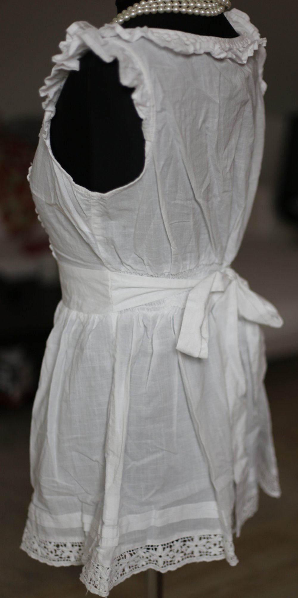 Weiße Bluse Häkel Details Baumwolle 34 36