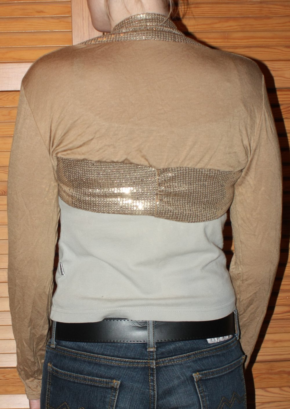 Pailletten Bolero, camel-braun, Gr. 36