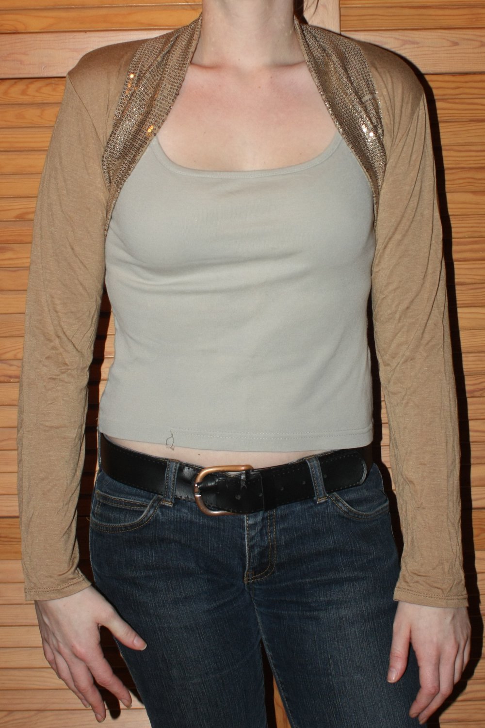 Pailletten Bolero, camel-braun, Gr. 36