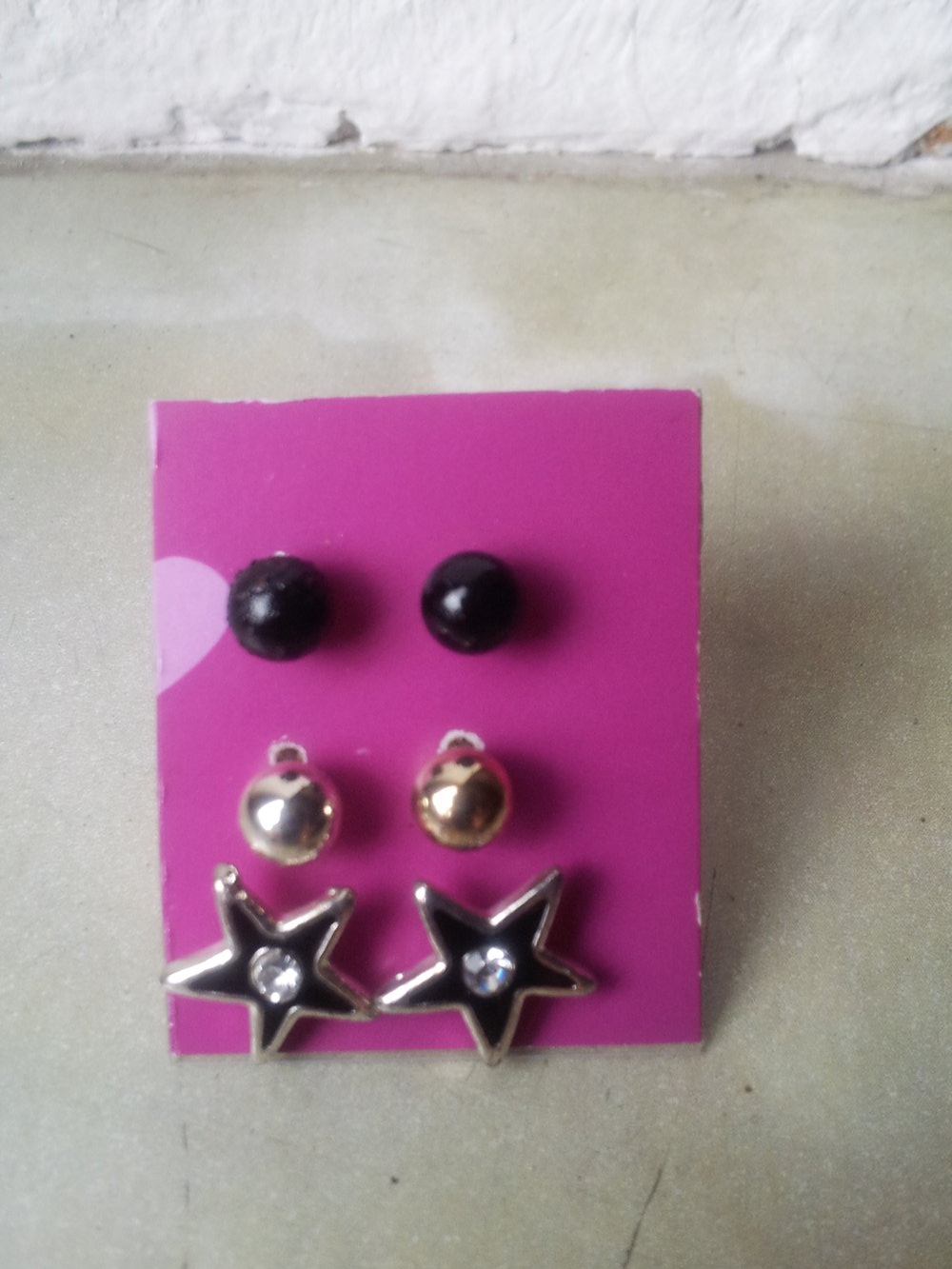 Ohrstecker, schwarz, gold, Stern, neu