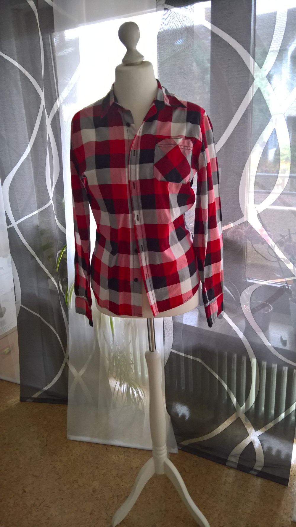 kariertes Hemd Bluse - langärmlig - schwarz/rot/weiß kariert