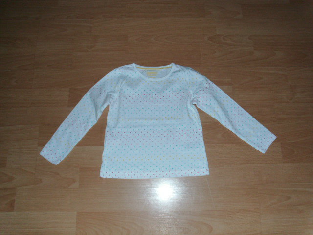 Langarmshirt von Lupilu, weiß mit Pünktchen, Gr. 98