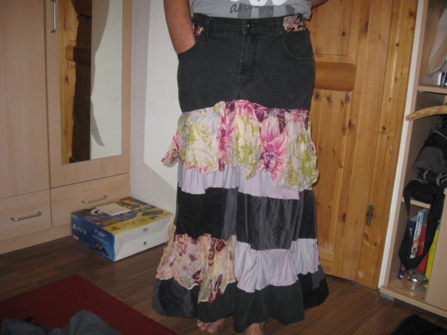 *** DIY Rüschen Jeans-Patchworkrock ~ Hippie Boho Lagenlook ***