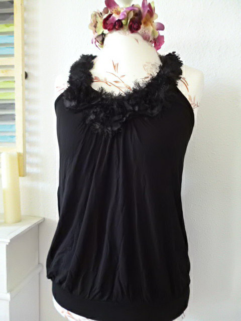 Rosenblüten Shirt 40/42 schwarz