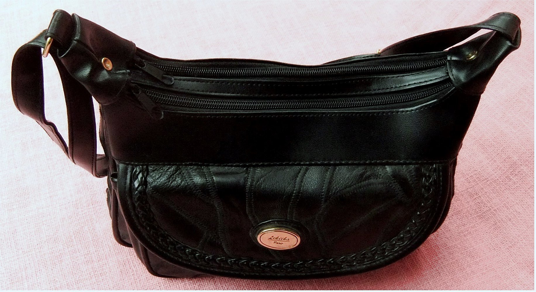 Vintage-Damen-Umhänge-Tasche / Handtasche schwarz von Lekitha Paris