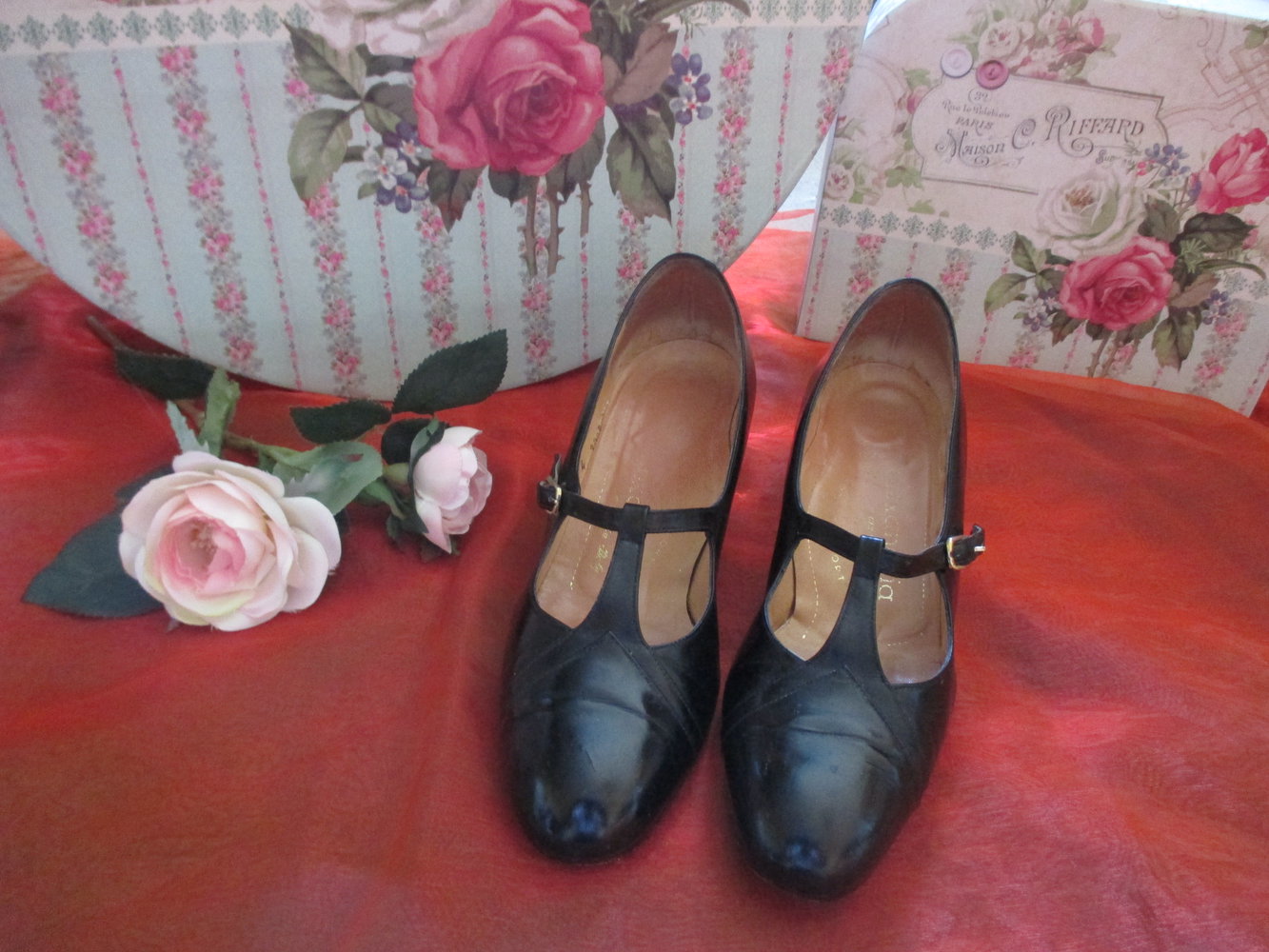   Original Granny VINTAGE * Lack- Leder * High- Heels * Mary Jane * Spangen PUMPS * SCHUHE 