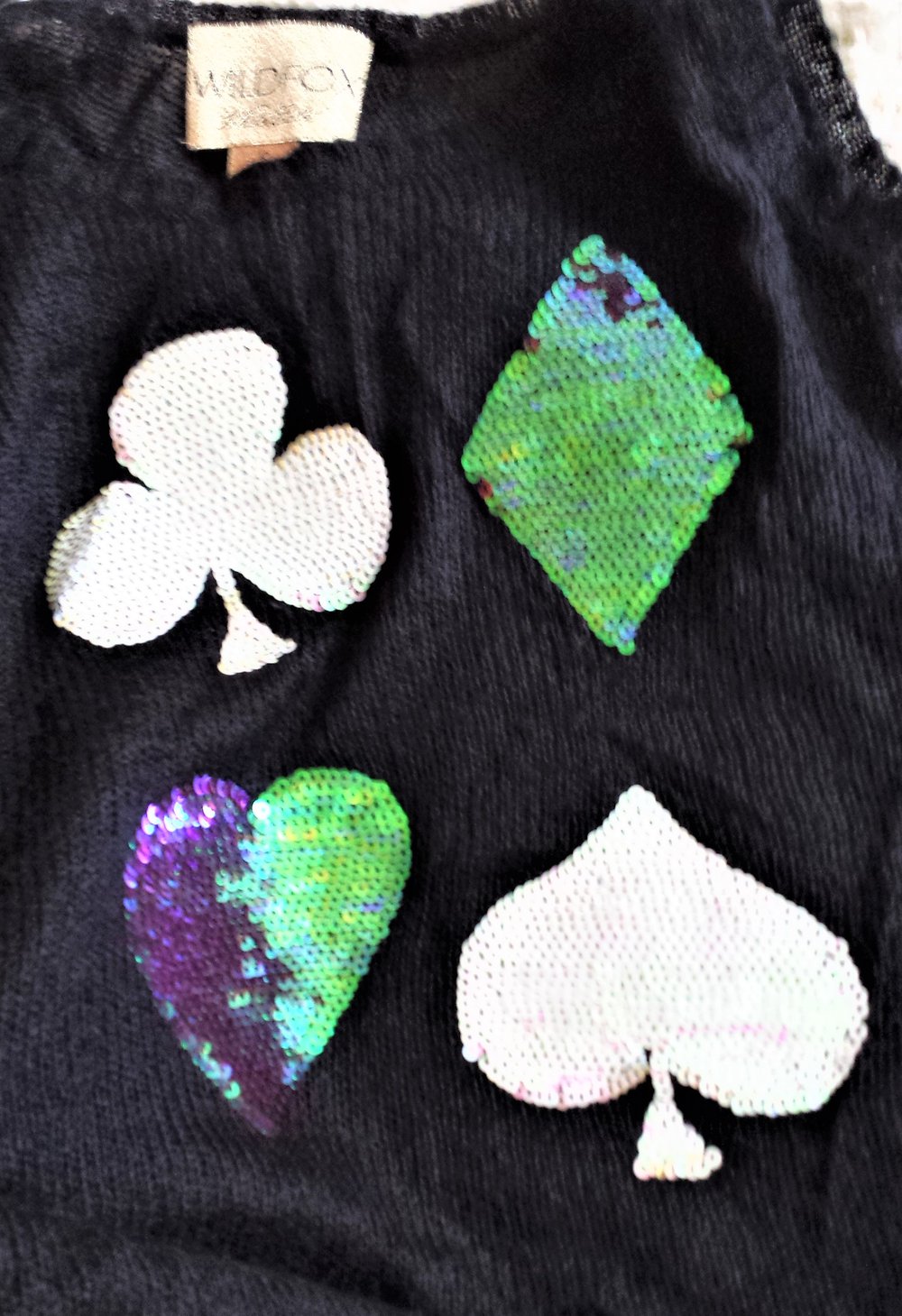 Wildfox schwarzes Oberteil/kurzes Kleidchen mit Spielkartenmotiven