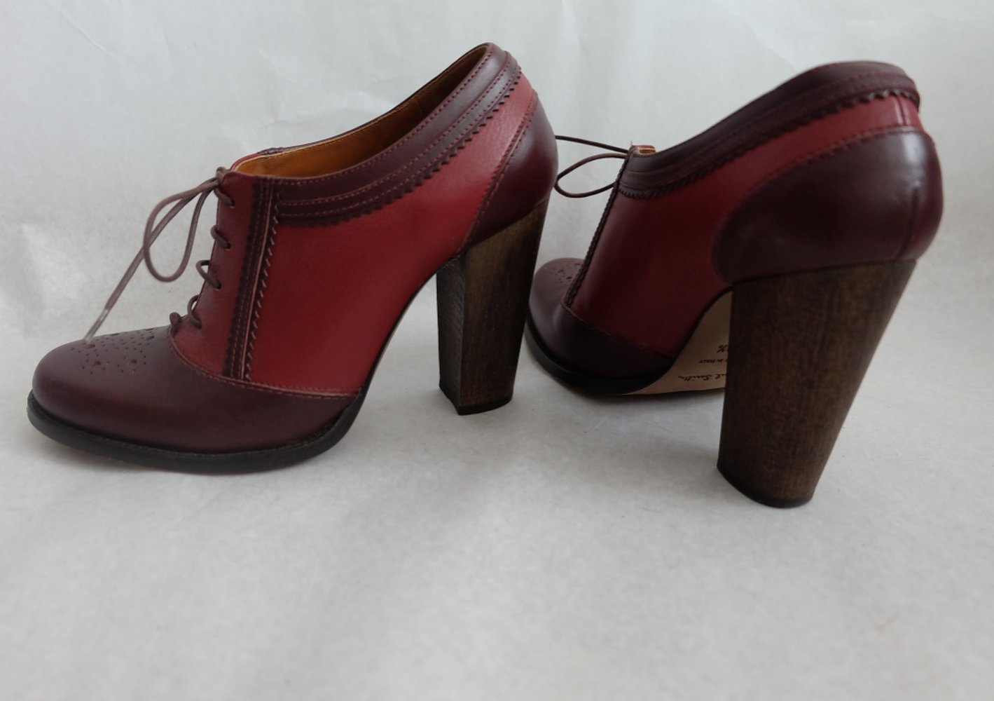 Paul Smith Red Harlow Damen Pumps mit Block Absatz aus Leder Rot / Braun in 38,5