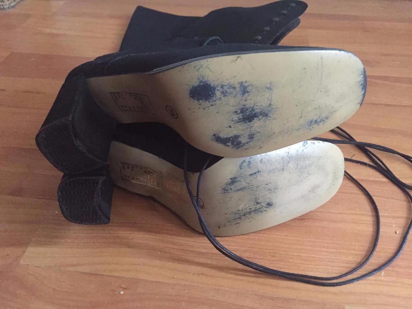 Schnürstiefel Milleniumstyle Wildlederoptik schwarz