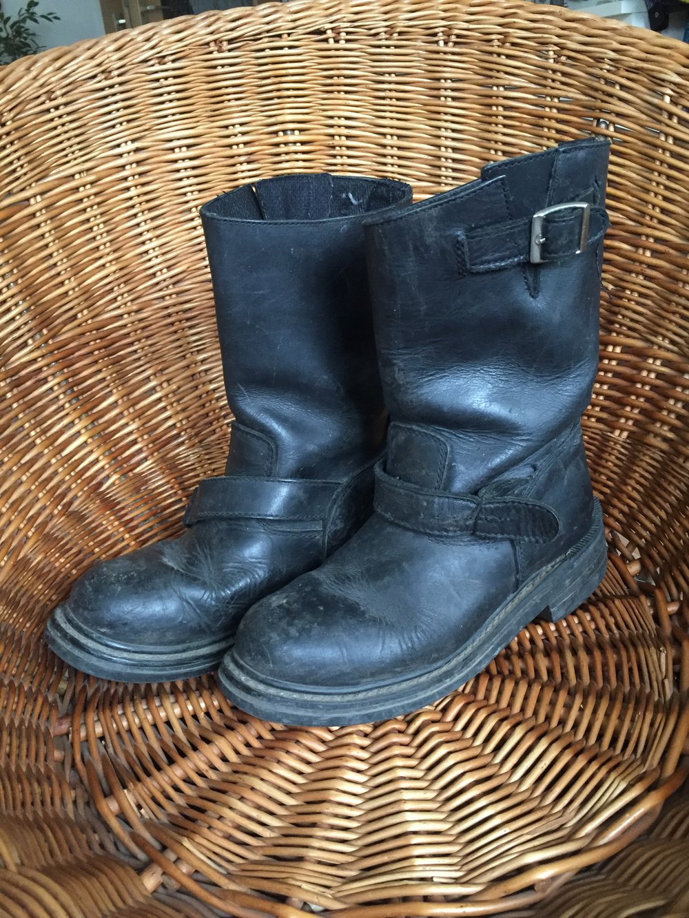 Biker Boots echte Motorradstiefel Leder schwarz 37 HeinGericke