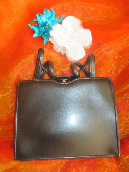 Original VINTAGE Leder- Imitat Damen Granny Henkel- Hand- TASCHE Kelly- BAG schwarz