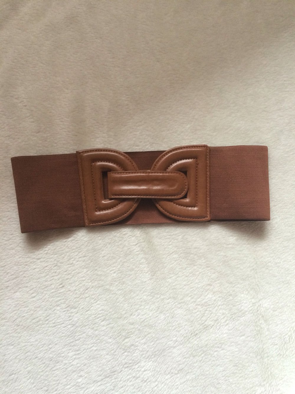 Breiter Taillengürtel Bauchgürtel cognac/braun Druckknopf-Verschluss stretch