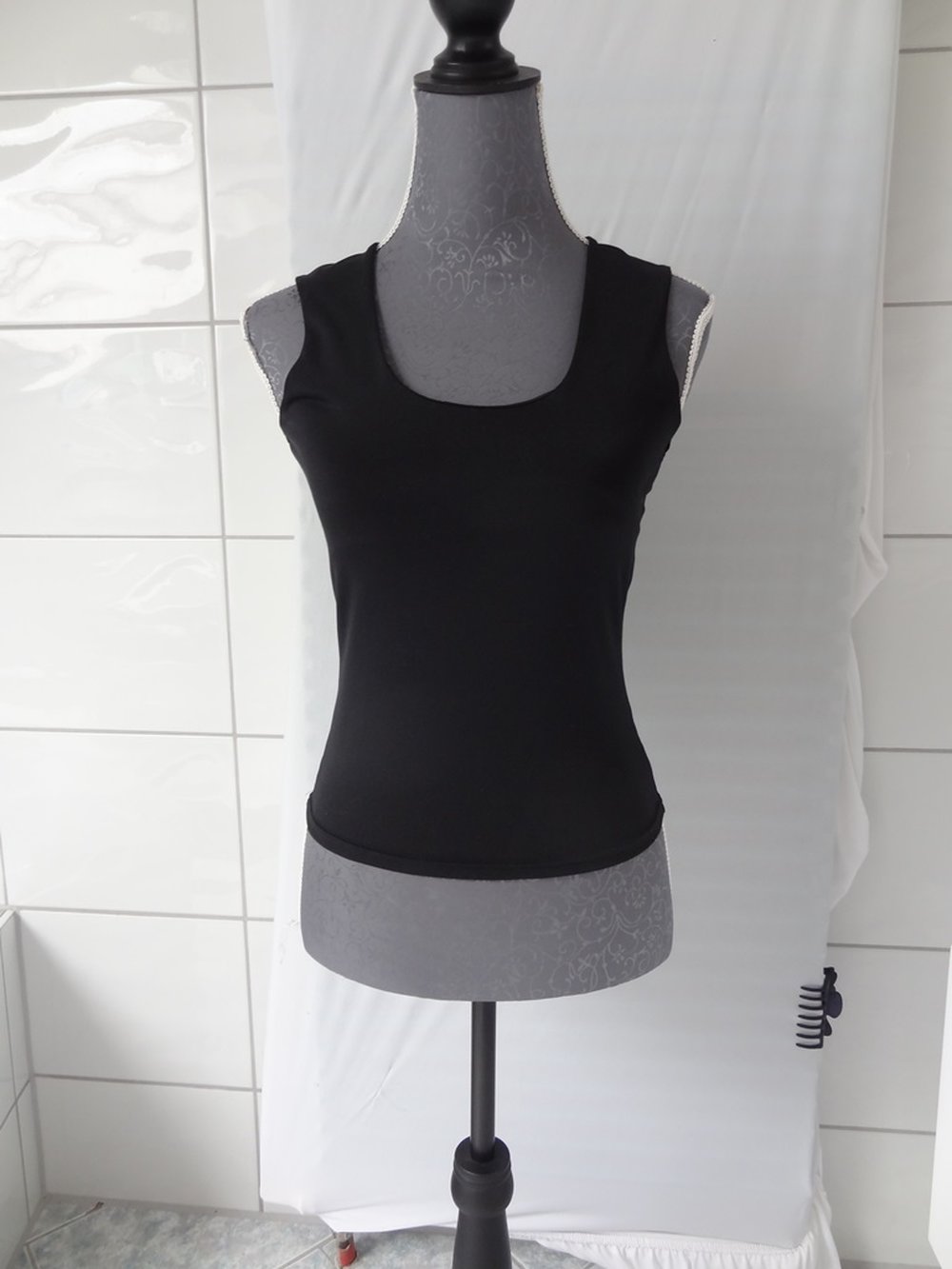 Schwarzes Stretch Top/ Sporttop 