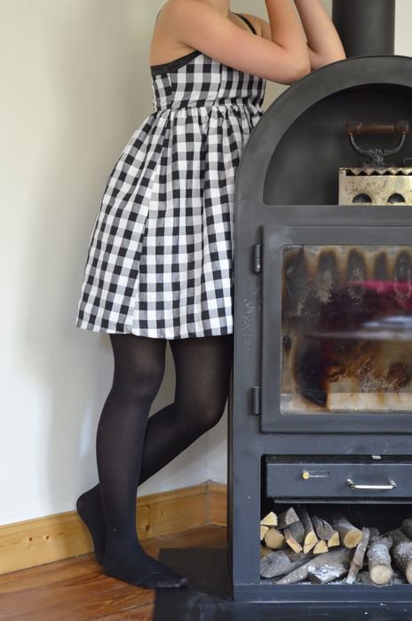 Schwarz weiß Kariertes Kleid