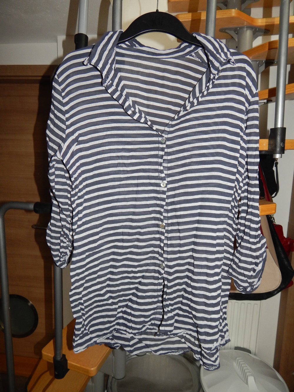 Blau weiß Gestreifte Bluse, transparent, Maritim, Onesize, Unisize