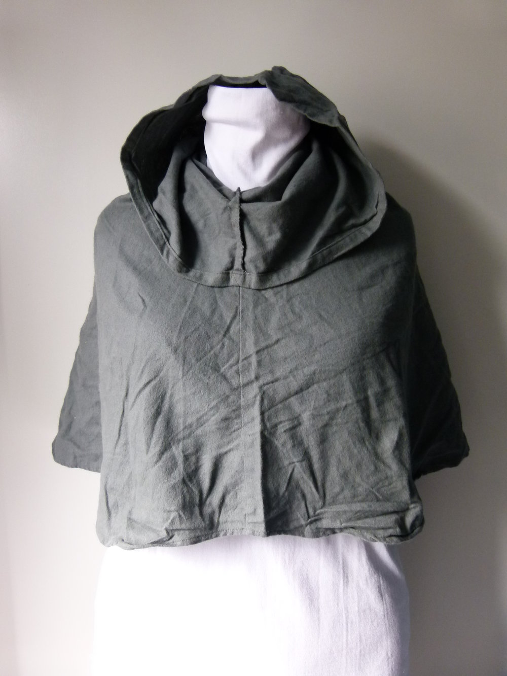 Mittelalter Gugel Zipfel Kapuze, grau, Larp Fantasy Cosplay Goa Festival 