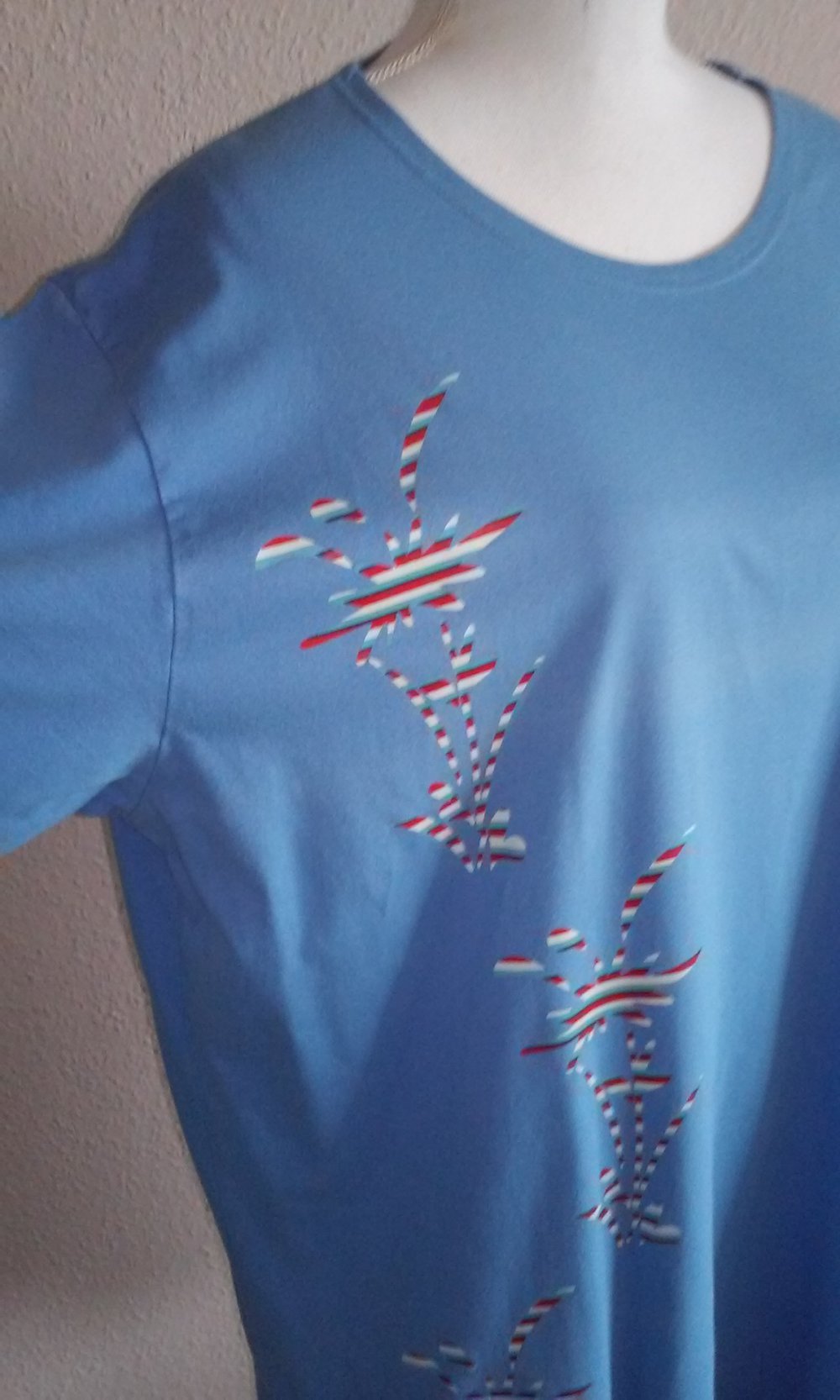  Damen Shirt T-Shirt Longshirt Bigshirt sleepshirt Minikleid Rundhals Ausschnitt ungetragen