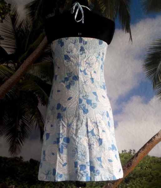 H&M Neckholder-Kleid * Gr. 36 * blau / türkis / weiß geblümt * Sommerkleid