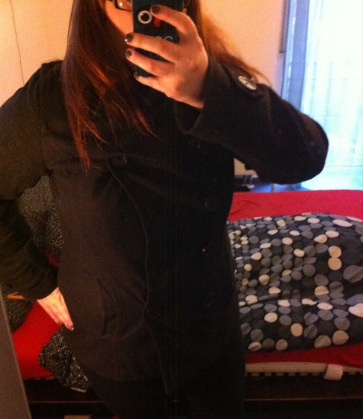 Wintermantel Gr. 44 schwarz dunkelgrau H&M