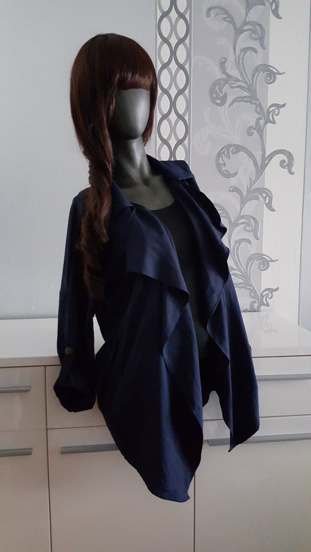 Cardigan Bluse lang blau ausgez. XXL passt auch bzw. eher  für L XL 42 44