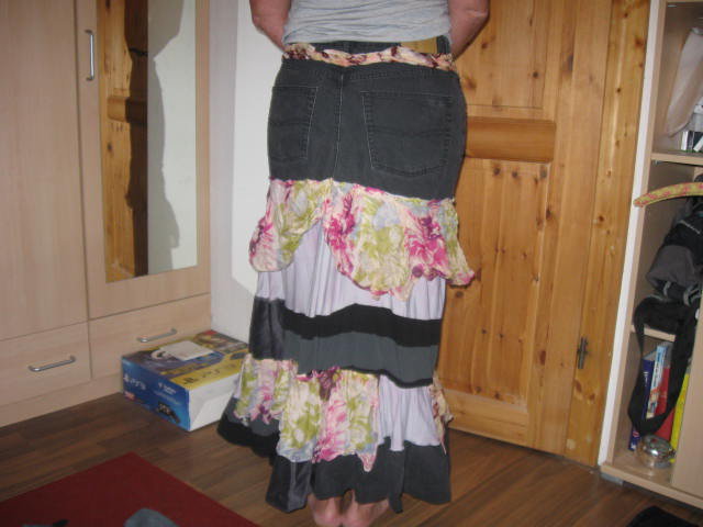 *** DIY Rüschen Jeans-Patchworkrock ~ Hippie Boho Lagenlook ***