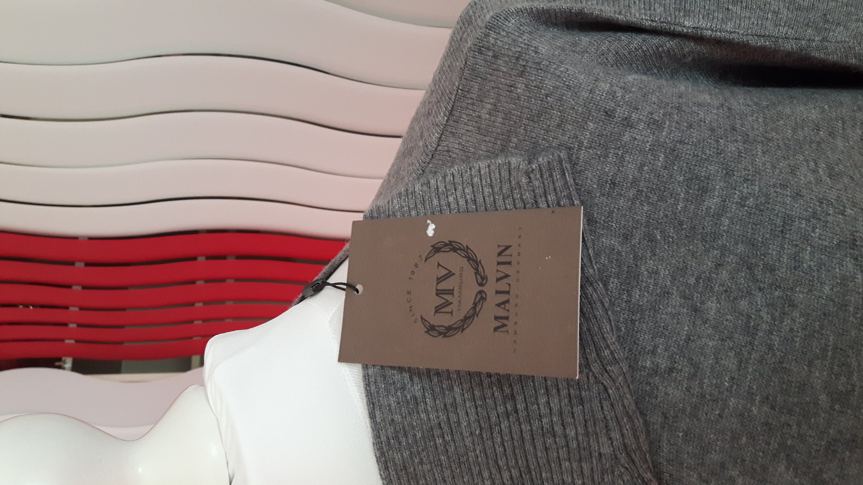 Longpullover grau Pailletten 