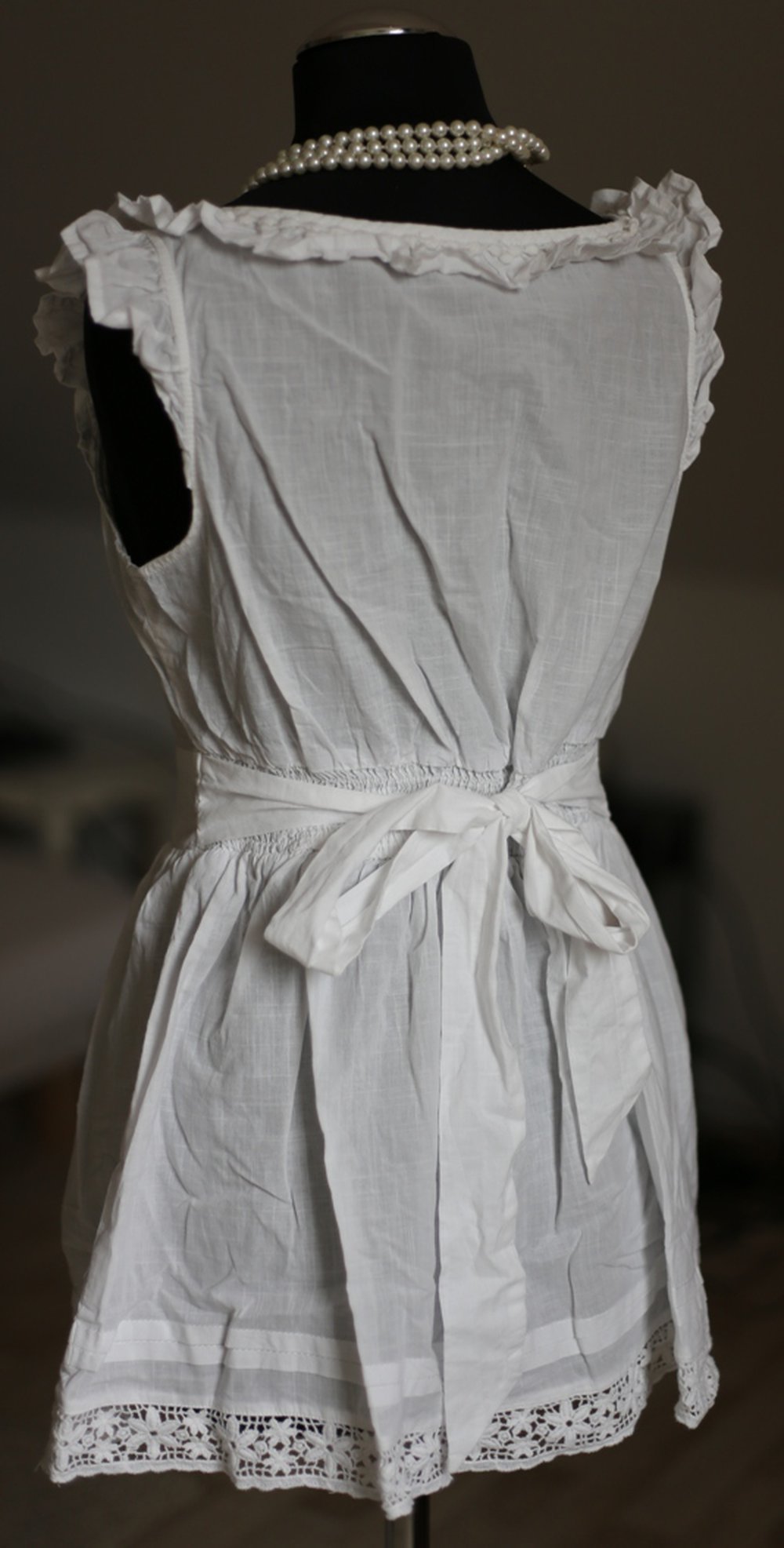 Weiße Bluse Häkel Details Baumwolle 34 36