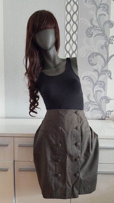 Business Rock mit Knöpfen Karo Khaki 40 L