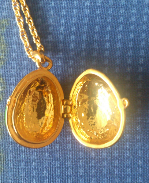 emailliertes Medaillon mit langer Kette