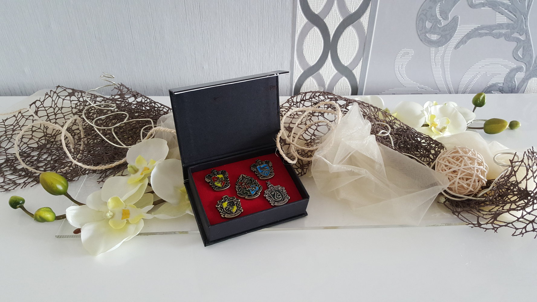 3 Harry Potter Anstecker Wappen Fan Artikel Neu