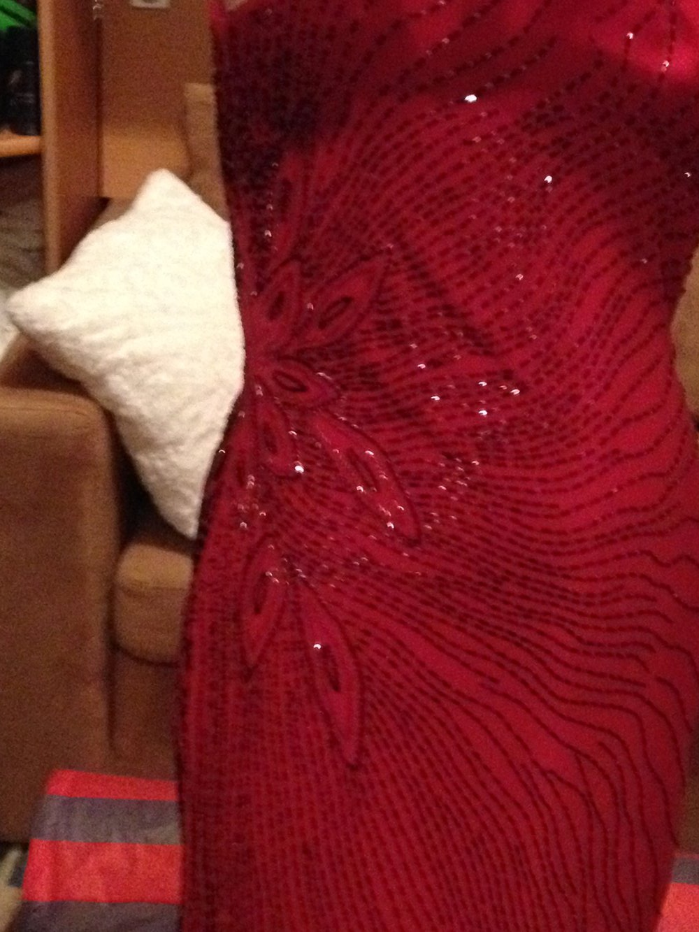 Langes Abendkleid Perlen/Pailletten 36/38 Vivien Caron abiball