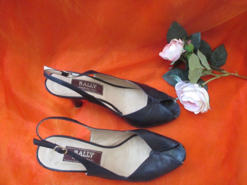 Original VINTAGE * Echt Leder * High- Heels * Peep Toes * Slingbacks * Sling- Pumps * Schuhe 