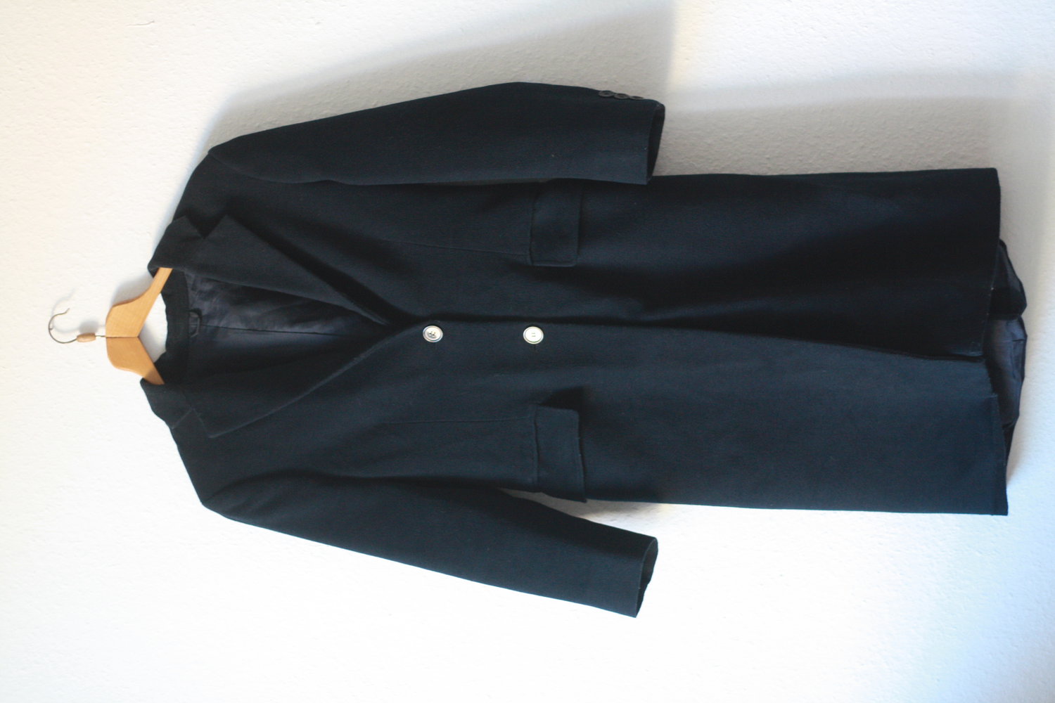 Langer Mantel Zara M 38 40 Dunkelblau Blau Marine Blogger Wollmantel Wintermantel